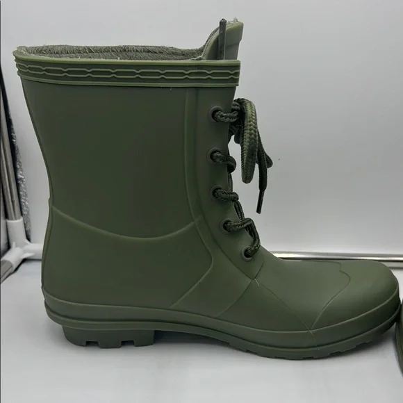 Hunter Women's Olive Lace-Up Rain Boots - Picture 7 of 16